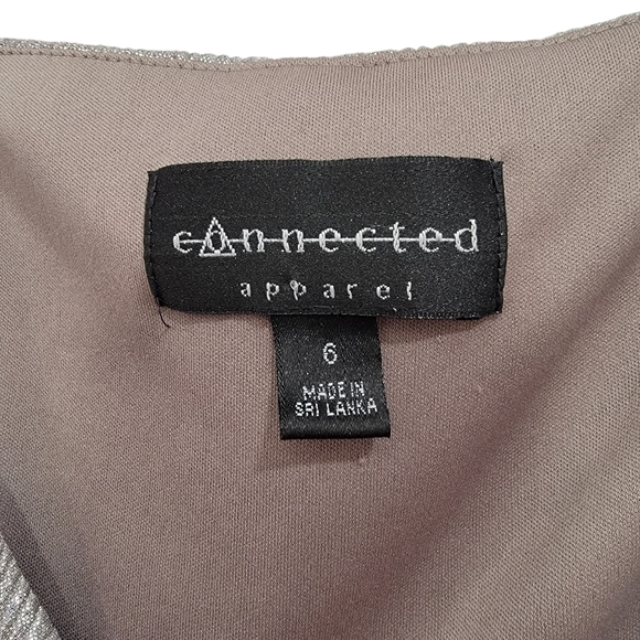 Connected Apparel Shimmer Midi Sleeveless Faux Wrap semi formal Dress Size 6 - Picture 12 of 12